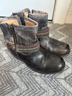 BED|STU Tan and Black Leather Ankle Boot Interior